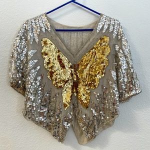 Vintage Gorgeous 70’s 80’s Disco Butterfly Blouse